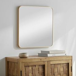 Ockenfels 32"H x 32"W x 1"D Modern Gold Accent Mirror - Boutique Rugs