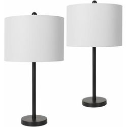 Slavyanovo 25"H x 13"W x 13"D Black/White/Metallic - Brass/Translucent Table Lamp - Boutique Rugs