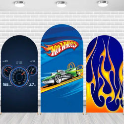 Arch Hot Wheels Background Kids Birthday Party Backdrop Game Racing Cars Polyester Arch Banner Photography Props