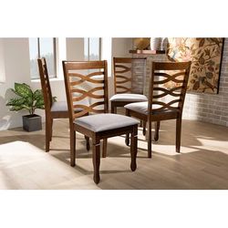 Baxton Studio Elijah Modern Grey Fabric & Walnut Brown Finished Wood 4-PC Dining Chair Set - Wholesale Interiors RH318C-Grey/Walnut-DC-4PK