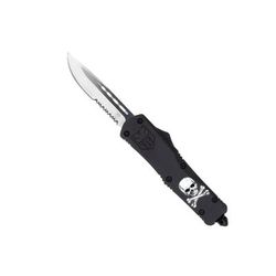 CobraTec Knives FS-3 Large OTF Automatic Folding Knife 3.5in D2 Steel Drop Serrated Blade Cerakote/Jolly Roger Handle LJRFS-3DS