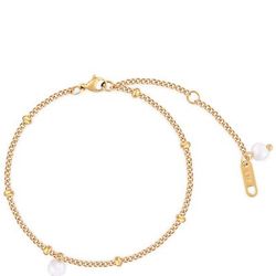 Simply Rhona Fine Chain Bead Bracelet In 18K Gold Plated Stainless Steel - Gold