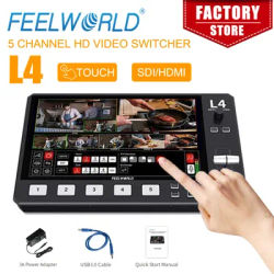 FEELWORLD L4 10.1 Inch Multi Camera Video Mixer Switcher With Touch Screen 4xHDMI 1xSDI Inputs Chroma Key USB3.0 Live Streaming