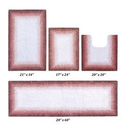 Torrent Border Bath Rug Mat, 4 Pc Set, (17" X 24" | 20" X 20" | 21" X 32" | 20" X 60") by Better Trends in Rose