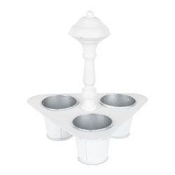 Metal Triple Pot Holder With Tin Planters 11"H by Melrose in White