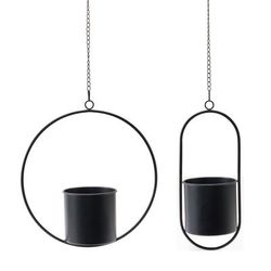 Modern Hanging Planter With Frame (Set Of 2) by Melrose in Black