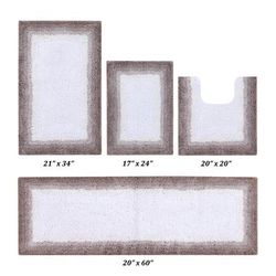 Torrent Border Bath Rug Mat, 4 Pc Set, (17" X 24" | 20" X 20" | 21" X 32" | 20" X 60") by Better Trends in Beige