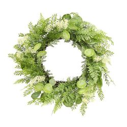 Mixed Fern Foliage Wreath 27.5"D by Melrose in White