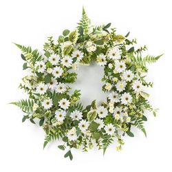 Mixed Fern And Daily Floral Wreath 22.5"D by Melrose in White