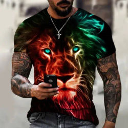 T-Shirt da uomo per uomo abbigliamento Lion Graphic 3D Printing t-Shirt oversize magliette estive