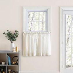 Wide Width Classic Tailored Curtain Tailored Curtains by Ellis Curtains in Natural (Size 80" W 30" L)