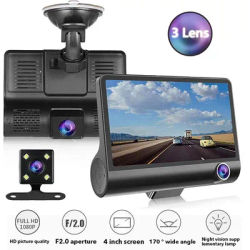 4 lnch 3 Lens Dash Cam IPS HD Screen Car DVR 1080P Dual Camera Car DVR Camera visione notturna con