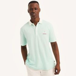 Nautica Men's Miami Vice X Nautica Classic Fit Linen Polo Azure Blue, S