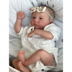 NPK 49CM Newborn Baby Doll Reborn Levi Awake Soft Silicone Flexible 3D Skin Tone with Visible Veins