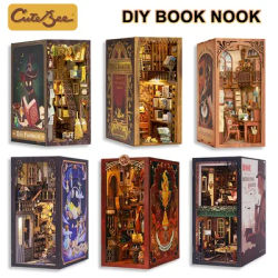 CUTEBEE Magic Book Nook Kit DIY Doll House with Light 3D Bookshelf Insert Eternal Bookstore Model