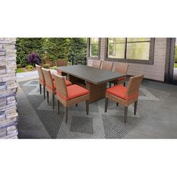 Laguna Rectangular Outdoor Patio Dining Table w/ 8 Armless Chairs in Tangerine - TK Classics Laguna-Dtrec-Kit-8C-Tangerine