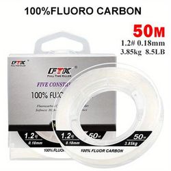TEMU Super Strong 50m/54.6yard Fluorocarbon Fishing Line - Anti-bite, Sensitive Monofilament Leader Line For Freshwater And Saltwater Fishing Accessories