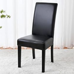 TEMU 1pc Solid Color Pu Elastic Chair Cover, Suitable For Living Room Chair Cover Decoration