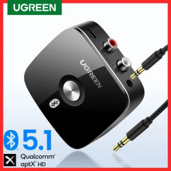 UGREEN Bluetooth RCA Receiver 5.1 aptX HD 3.5mm Jack Aux Wireless Adapter Music for TV Car 2RCA