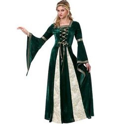 Medievale Rinascimento Abito celtico Costume di fantasia Strega Elfico Costume Per donna Celtico Fantasia Reale Halloween Carnevale Mascherata LARP Adulti Vestito Copricapo