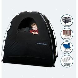SlumberPod Privacy Canopy with Fan + SlumberTot Inflatable Toddler Bed Bundle - Black / Gray