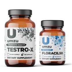 Floracil50 & Testro-X Bundle: Gut & Hormonal Support by UMZU | 16.01 oz