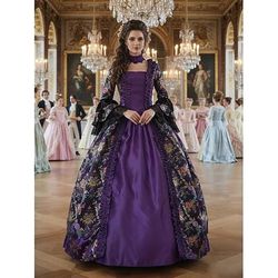Vintage Rococò Vittoriano Maxi Vestito Normale A sbuffo Cenerentola Principessa Collo quadrato Costume Reale Halloween Carnevale Mascherata Feste Halloween Performance Adulti