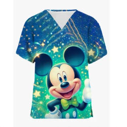 Disney Scrub top per le donne Mickey Mouse Cartoon Spa Uniform uniformi mediche Beauty Pet Shop