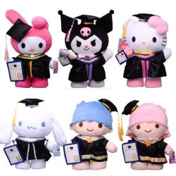 Sanrio Cinnamoroll My Melody Kuromi Hello Kitty Graduation peluche Kawaii Plushie Doll Anime Soft