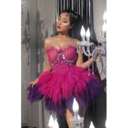 Pink show compleanno strass vestito fotografia Tutu vestito Sexy Performance Dance Costume Stage