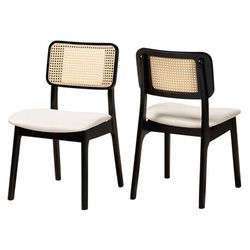 Dannon Mid-Century Modern Grey Fabric And Walnut Brown Finished Wood 2-Piece Dining Chair Set by Baxton Studio in Cream Black