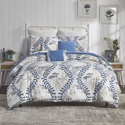 Caspian Collection 100% Microfiber Nautical 6 Piece Comforter Set by Better Trends in Blue (Size QUEEN)