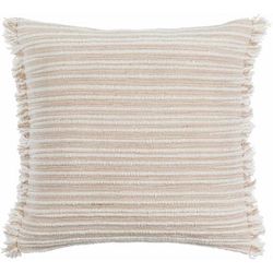 Sibyl 20" Square Traditional Cotton Tan/White Throw Pillow - Boutique Rugs