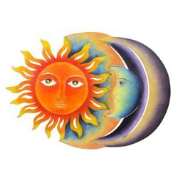 Festive Eclipse,'Colorful Steel Sun and Moon Eclipse Wall Art Sculpture'