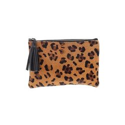 Pottery Barn Leather Clutch: Brown Leopard Print Bags