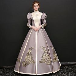 Gotico Vittoriano Ispirato al vintage Vestito Costume da festa Abito da Ballo Principessa Shakespeare Tinta unica Abito da ballo Costume Per donna Reale Halloween Carnevale San Valentino Festa serale