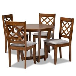 Baxton Studio Dayna Modern Grey Fabric & Walnut Brown Finished Wood 5-PC Dining Set - Wholesale Interiors Dayna-Grey/Walnut-5PC Dining Set