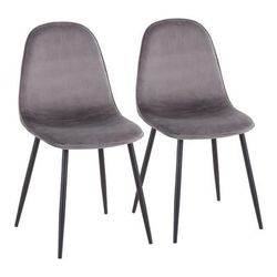 Pebble Contemporary Chair in Black Steel and Grey Velvet by LumiSource - Set of 2 - Lumisource CH-PEBBLE BKVGY2