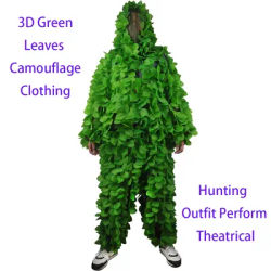 Vêtements de Camouflage pour adultes, feuilles vertes 3D, tenue de chasse, vêtements de théâtre, équipement de chasse caché dans la Jungle