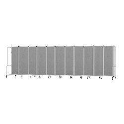 National Public Seating RDG6-11PT02 256"L Portable Room Divider w/ 11 Gray PET Panels & Gray Frame - 6'H