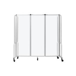 National Public Seating RDG6-3FA 72"L Portable Room Divider w/ 3 Frosted Acrylic Panels & Gray Frame - 6'H, Clear