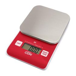 CDN 2 1/5 lb Digital Precision Scale - Removable Platform, 4 9/20" x 4 9/20", Red, SD0202-R