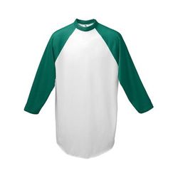 Augusta Sportswear AG4420 Athletic Baseball 3/4 Sleeve Top 2.0 in White/Dark Green size Large | Cotton Polyester 4420