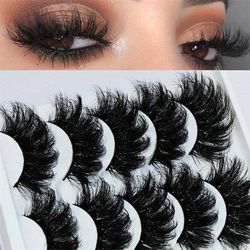5 Pairs Faux Mink Lashes Dramatic Volume Thick Lashes Extension Fluffy Long Lasting Wispy Natural False Eyelashes For Stage Cosplay Party Makeup
