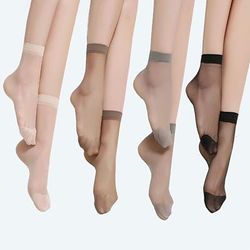 20 Pairs Ultra-thin Crystal Socks, Invisible Anti-snag Mid Tube Socks, Women's Stockings & Hosiery