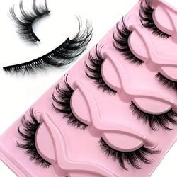 5 Pairs Fox Eye Lashes Wispy Faux Mink Eyelashes Makeup Fluffy Fairy Cat Eyelashes 9d Spiky Tips False Eyelashes