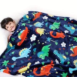 1pc Soft And Warm Dinosaur Blanket For Babies - Perfect For Crib, Stroller, Travel, And Bed - Lightweight And Cozy Fleece Throw For Boys And Girls
