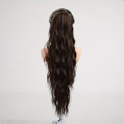 Ponytail Long Curly Wavy Ponytail Extensions Synthetic Hair Extensions Elegant For Daily Use Hair Accessories