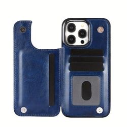 Wallet Phone Case With Card Holder, Pu Leather Kickstand Card Slots Case, Double Magnetic Clasp And Durable Shockproof Cover, For 15 14 13 12 11 Pro Max Xr Xs Max Se 2022/2020 7 8 Plus