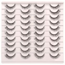 20 Pairs False Eyelashes, Natural Look Cat Eye Lashes 3d Light Volume Natural Cross Fluffy Eyelash Extension